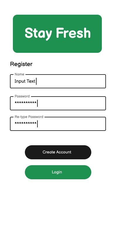 StayFresh - Food Inventory Tracker - Register Page